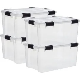Iris Ohyama - Luftdichte Kunststoff-aufbewahrungsboxen Mit Deckel, 50l, 4er-set, Transparent, Hermetischer Wasserdichter Verschluss, Robust Schnappverschlüsse, Stapelbar, Staubschutz, Bpa-frei, Ddat-l