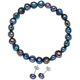 VALERO PEARLS Schmuckset, Blau/Silber X746 Größe 3-tlg