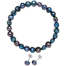 VALERO PEARLS Schmuckset, Blau/Silber X746 Größe 3-tlg