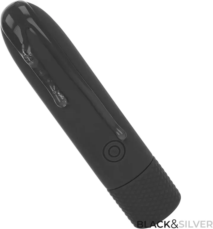BLACK & SILVER - GERI USB WIEDERAUFLADBARER VIBRIERENDER BULLET 8 VIBRATIONEN SCHWARZ 10 X 2,2 CM