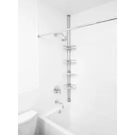 Oxo GOOD GRIPS "Teleskop-Duschregal aus Aluminium", silberfarben, B:9,5cm H:160,5cm T:30,5cm, Aluminium, Regale, schnell ausziehbar