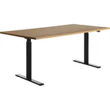 TOPSTAR E-Table elektrisch höhenverstellbarer Schreibtisch buche rechteckig, T-Fuß-Gestell schwarz 180,0 x 80,0 cm