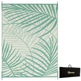 Outsunny Outdoor-Teppich mit Tragetasche, Wendeteppich Kunststoffteppich Grün, 365x274 cm