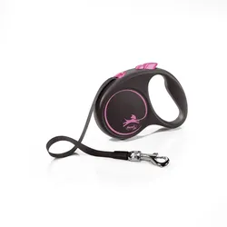FLEXI Automatik-Leine Black Design S Gurt 5 m rosa