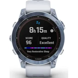 Garmin Fenix 7 Sapphire Solar blaues DLC-Titan mit steinweissem Armband