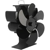 Ofenventilator, 6 Flügel, Größeres Luftvolumen, Geräuscharmer Betrieb, Verschleißfestigkeit, Kamin, Schwarz S