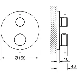 Grohe Atrio Thermostat-Brausebatterie, integrierte 2-Wege-Umstellung, 24358DC0,