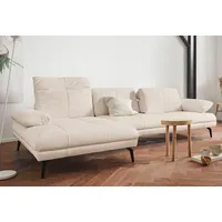 Ecksofa ANDAS "Stenlille L-Form" Sofas Gr. B/H/T: 295cm x 83cm x 162cm, NaturLEDER, Recamiere links, beige (elfenbein) incl. Sitztiefen-, Kopfteil- und Armteilverstellung