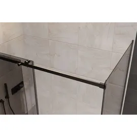 Bernstein Eckdusche mit Schiebetür NT806 flex Schwarz matt Nano Graues Glas 120x90 cm 6mm ESG-Sicherheitsglas