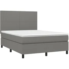 vidaXL Boxspringbett mit Matratze & LED Dunkelgrau 140x200 cm Stoff