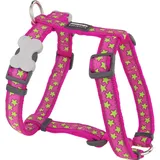 Red Dingo Designer Hundegeschirr, limettengrüne Sterne auf Hot Pink, 15mm x Halsumfang: 30-48cm / Körper 36-54cm Größe S