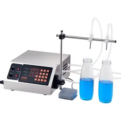 VEVOR Abfüllmaschine Doppeldüse mit unabhängigen Füllkanälen Flüssigkeitsabfüllmaschine 3,7 L/min Flaschenabfüllmaschine 34 x 26 x 14 cm Pastenfüllmaschine Edelstahl Füllmaschine Wein Milch usw.