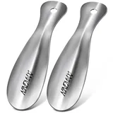 NINEMAX Schuhlöffel Klein,Kleiner Schuhanzieher Metall,Edelstahl Reise Schulöffel Kurz 19cm(2er Pack)