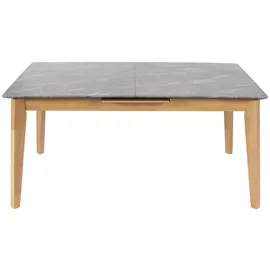 Mendler Esszimmertisch HWC-M57, Esstisch, Massiv-Holz Laminat Melamin 160-200x90cm, ausziehbar Marmor/Stein-Optik, helle Beine