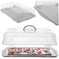 KADAX Kuchenbehälter 46 x 30 x 10,5 cm, Rechteckige Transportbox für Kuchen, Kuchentransportbox mit Deckel, Kuchenbox, Tortentransportbox, Tortenbehälter (Grau)