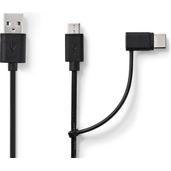 Nedis 2 in 1 USB-Lade- und Synchronisierungskabel USB A männlich (1 m, USB 3.2), USB Kabel