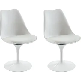 vente-unique Stuhl Polypropylen & Metall Weiß 2er Set