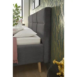 Set One by Musterring Polsterbett "Cary", grau, B:164cm L:219cm, SET ONE BY MUSTERRING, Betten, Polsterbett, wahlweise mit Matratze und Lattenrost, Füße in Eiche natur