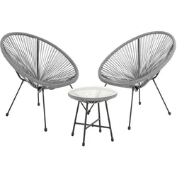 SVITA BALI Balkon Möbel Set Lounge Garnitur Relax Egg-Chair Flecht-Design Grau