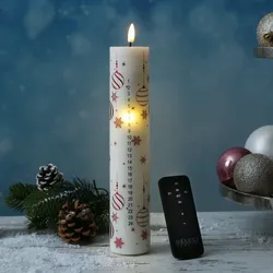 LED Adventskalenderkerze 24 Zahlen Weihnachtskerze mit Fernb./Batterie