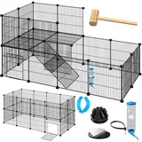 KESSER® Freigehege Gittergehege für Kaninchen aus Metallgitter XXL Kleintiergehege Meerschweinchen Gehege Freilauf, Kleintierkäfig Laufgitter Hasenstall für Innen/draußen, inkl. Komplettset & Flasche