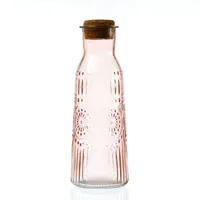 MARELIDA Glaskaraffe Vintage Boho Blumenmuster Tee Saft Wasser Kanne