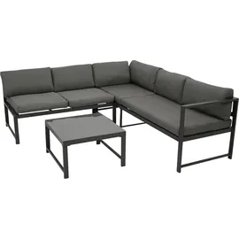 DEGAMO Funktions Lounge Set MONTANA, Aluminium dunkelgrau, Polster grau,