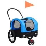 vidaXL 2-in-1 Fahrradanhänger & Jogger Blau und Schwarz