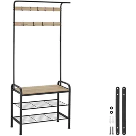 Tectake Garderobenständer Wichita 73,5 x 36 x 184 cm Braun
