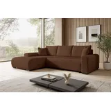 storez24 Eckcouch Cordstoff 3-Sitzer Braun