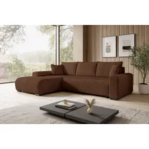 storez24 Eckcouch Cordstoff 3-Sitzer Braun