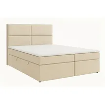 ks home concept Boxspringbett, Ecru, Textil, H4, 140x200 cm, Schlafzimmer, Betten, Boxspringbetten