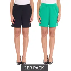 2er Pack AjC Damen Sommer-Shorts kurze Hose Mode-Bermuda 37358347 Grün/Schwarz - 36