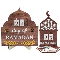 2x Ramadan Kalender,Countdown,Ramadan Adventskalender Eid aus Holz, Elegante Mubarak Ramadan Deko