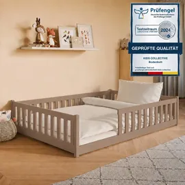 Kids Collective Jugendbett Bodenbett 140 x 200 cm Kiefer massiv braun Milchschokolade
