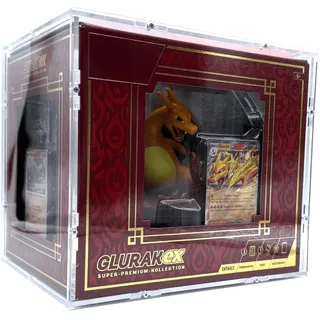 TCG Cases Selbstaufbau Acryl Case passend für Pokemon Glurak Charizard Ex Super Premium Kollektion Collection Hardcover Protektor Schutzhülle Protection