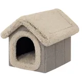 DOGGY Hundehütte Katzenhütte Hundehöhle Hundehaus Katzenhaus Hütte Höhle Hundekissen Katzenkissen Haustierhütte Indoor, Größe 3: 46x52x53 cm, Cappucino