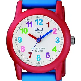 Q&Q VR99J004Y 100 mm Kunststoffgehäuse Blau Analoguhr Silikonarmband Blau
