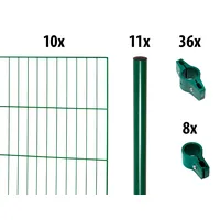 garden 'n' more Einstabmattenzaun GARDEN 'N' MORE "mit Rundpfosten", grün, H:150cm L:20cm, Stahl, Kunststoff, Zaunelemente, 10 Elemente für 20 m, LxH: 200 x 150 cm, mit 11 Pfosten