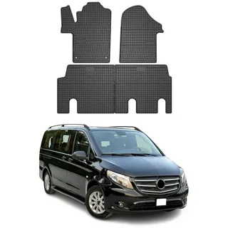 Omac Auto-Fußmatten für Mercedes Vito W447 2014-2025 Gummimatten Schwarz (4 St), für Mercedes Vito W447 2014-2025 Mercedes Vito W447 2014-2025, Antirutsch,Wasserfest,Einfache Installation schwarz