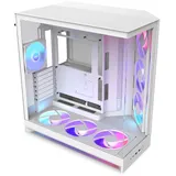 NZXT H9 Flow RGB+ (2025) – Großes Dual-Kammer ATX Mid-Tower Airflow PC-Gehäuse – Enthält 7 RGB-Lüfter (6 x 140mm, 1 x 120mm) und Steuerungshub – 420mm Radiatorunterstützung – Weiß