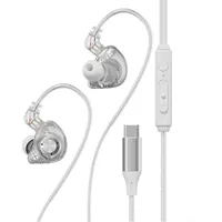 USB-C Wired Earbuds HiFi IEM, geräuschisolierende Kopfhörer mit Lautstärkeregler, verwicklungsfreie Typ-C-Ohrhörer für Handys (weiß)