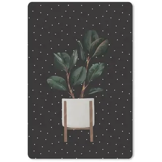 MuchoWow Mauspad Pflanzen - Blumentopf - Dots - Schwarz (1-St), Maus Pad Klein, Gaming Zubehör, Büro Deko, 18x27 cm bunt 18 cm x 27 cm