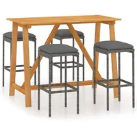 vidaXL Gartenbar Set 5-tlg. Grau