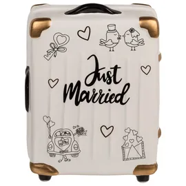 Out of the Blue Spardose Brautpaar Geldgeschenk Geschenkidee Hochzeitsgeschenk Trolley Koffer »Just Married« Keramik
