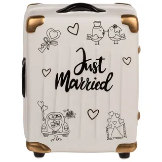 Out of the Blue Spardose Brautpaar Geldgeschenk Geschenkidee Hochzeitsgeschenk Trolley Koffer »Just Married« Keramik