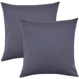 NatureMark 2er Set Jersey Kissenbezüge – Elastisch, weich, atmungsaktiv und hautfreundlich – Waschbare Kissenhülle - 80x80 – Anthrazit Grau