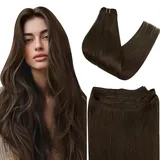 Easyouth Echthaar Tressen Haarveralngerung Braun Tressen Extensions Echthaar Dunkelbraun Haartressen Echthaar Naturlich Glatt Haar 50 cm 100g #2