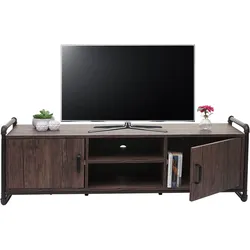 TV-Rack HWC-F58, Fernsehtisch Lowboard, Industrie-Design 3D-Struktur Staufach braun 45x140x40cm