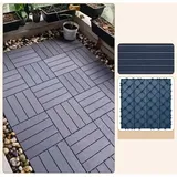 Fuleadture 11 Stück Terrassendielen Aus Holz, 30 X 30 Cm, Für Terrasse Und Balkon, Dunkelgrau